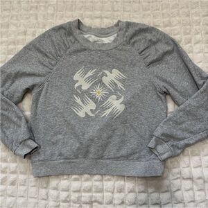 Anthropologie Jason Yun Medium Gray Sweatshirt Sweater ~ Doves Novelty Casual